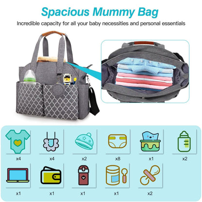 Multifunctional Diaper Changing Tote Bag with Adjustable Messenger Strap DailySale