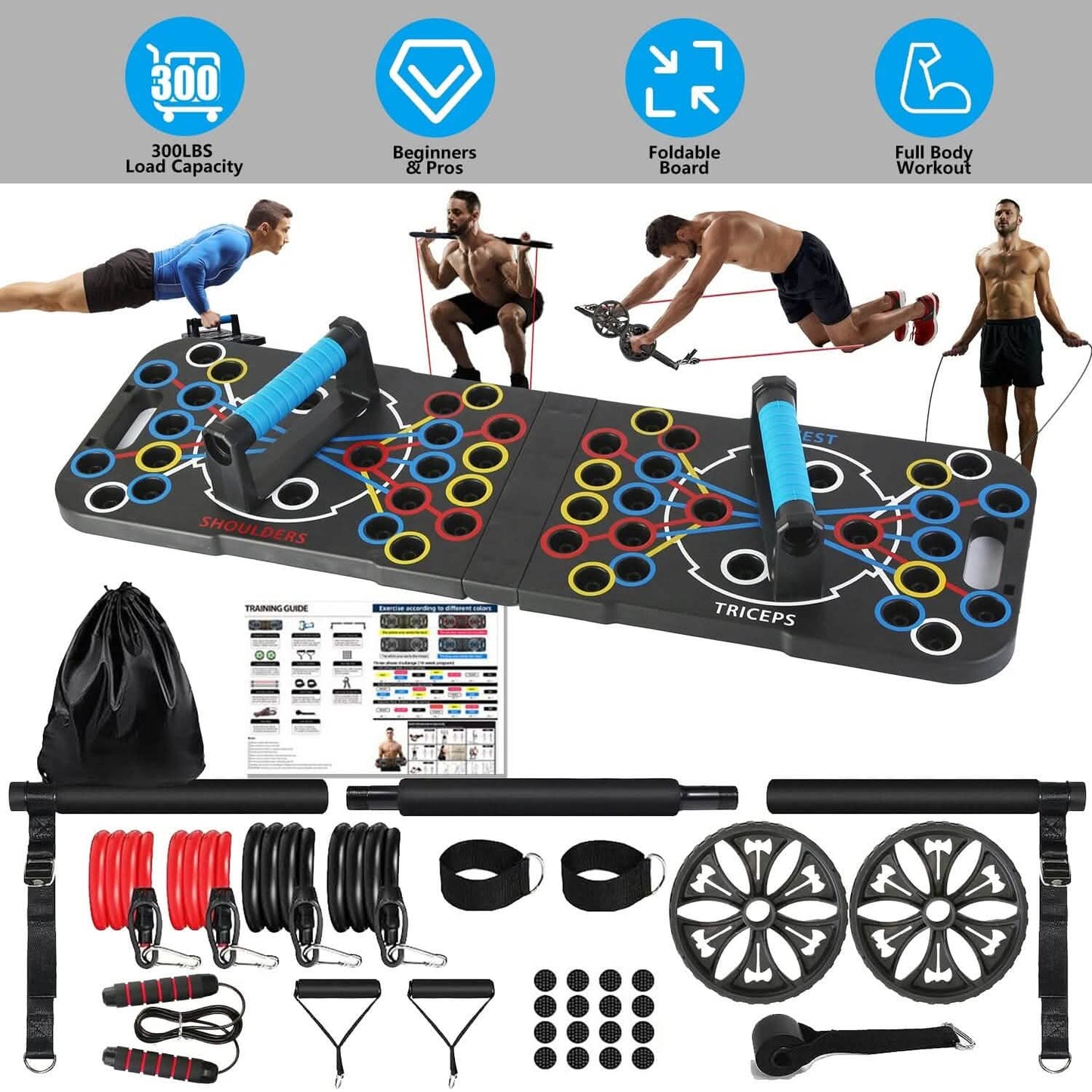 Multifunctional Push Up Board Home Strength Training Equipment with 15 Fitness Accessories DailySale
