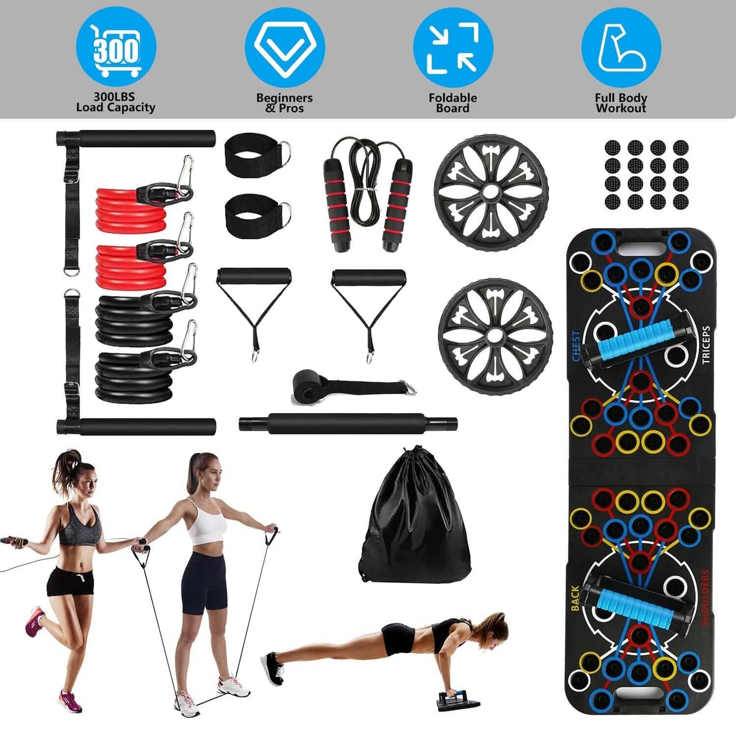 Multifunctional Push Up Board Home Strength Training Equipment with 15 Fitness Accessories DailySale