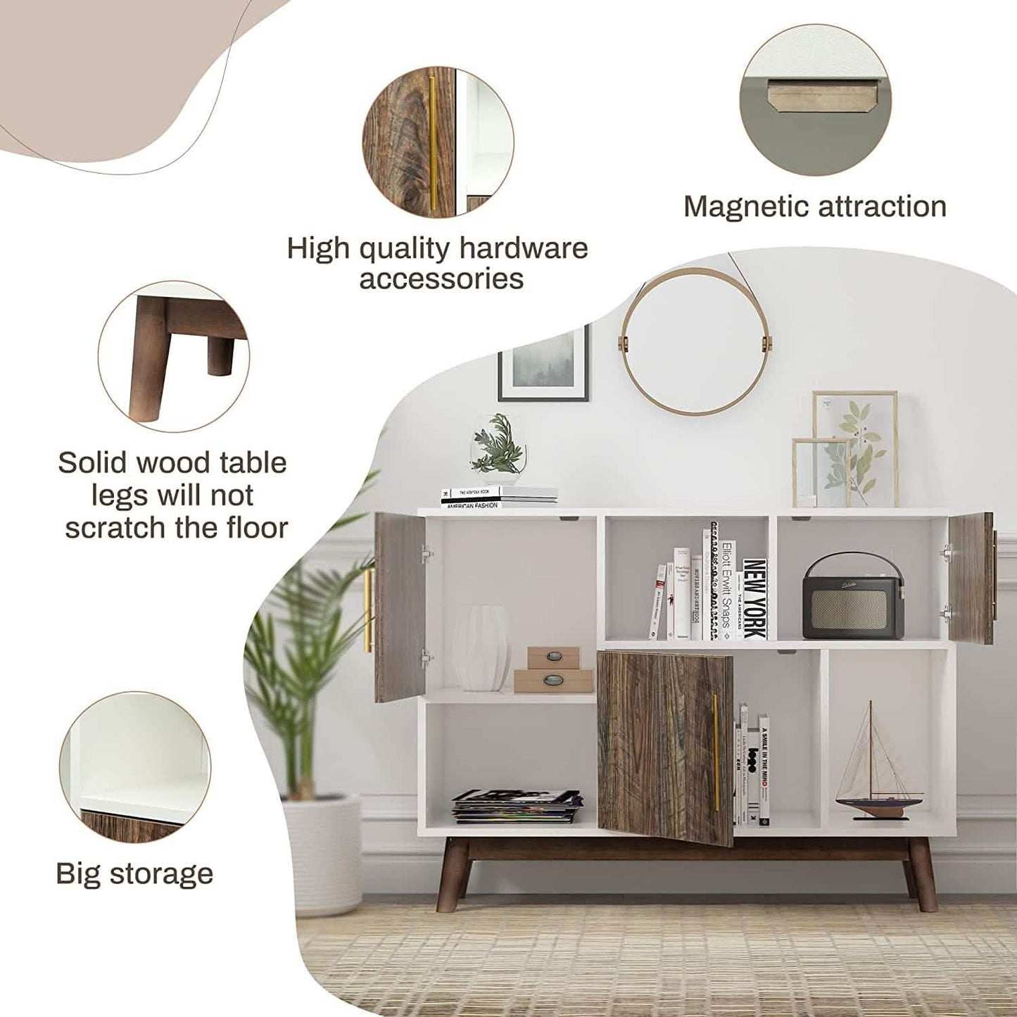 Multifunctional Storage Cabinet Modern Buffet or Kitchen Sideboard DailySale