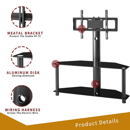 Multifunctional Tempered Glass Metal Frame Floor TV Stand DailySale