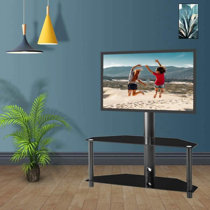 Multifunctional Tempered Glass Metal Frame Floor TV Stand DailySale