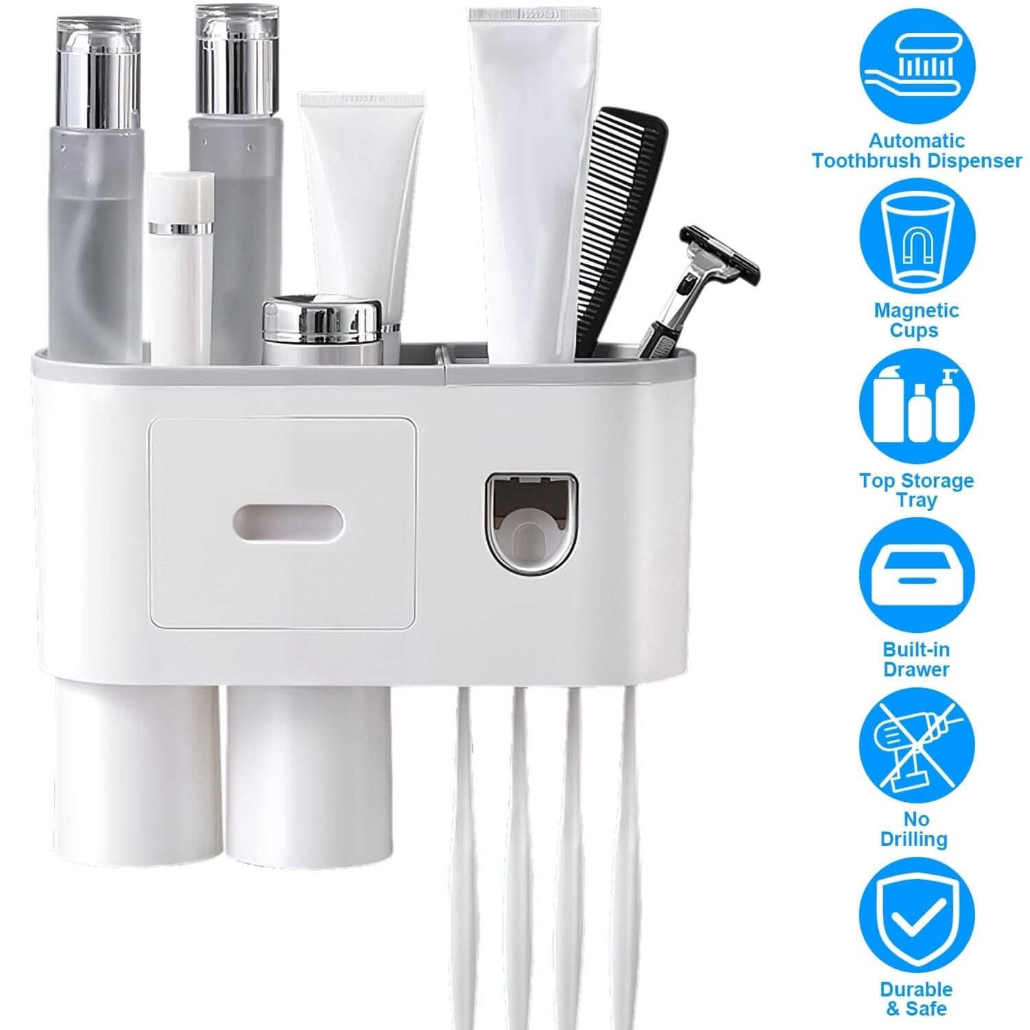 Multifunctional Wall Mount Toothbrush Holder Rack Organizer DailySale