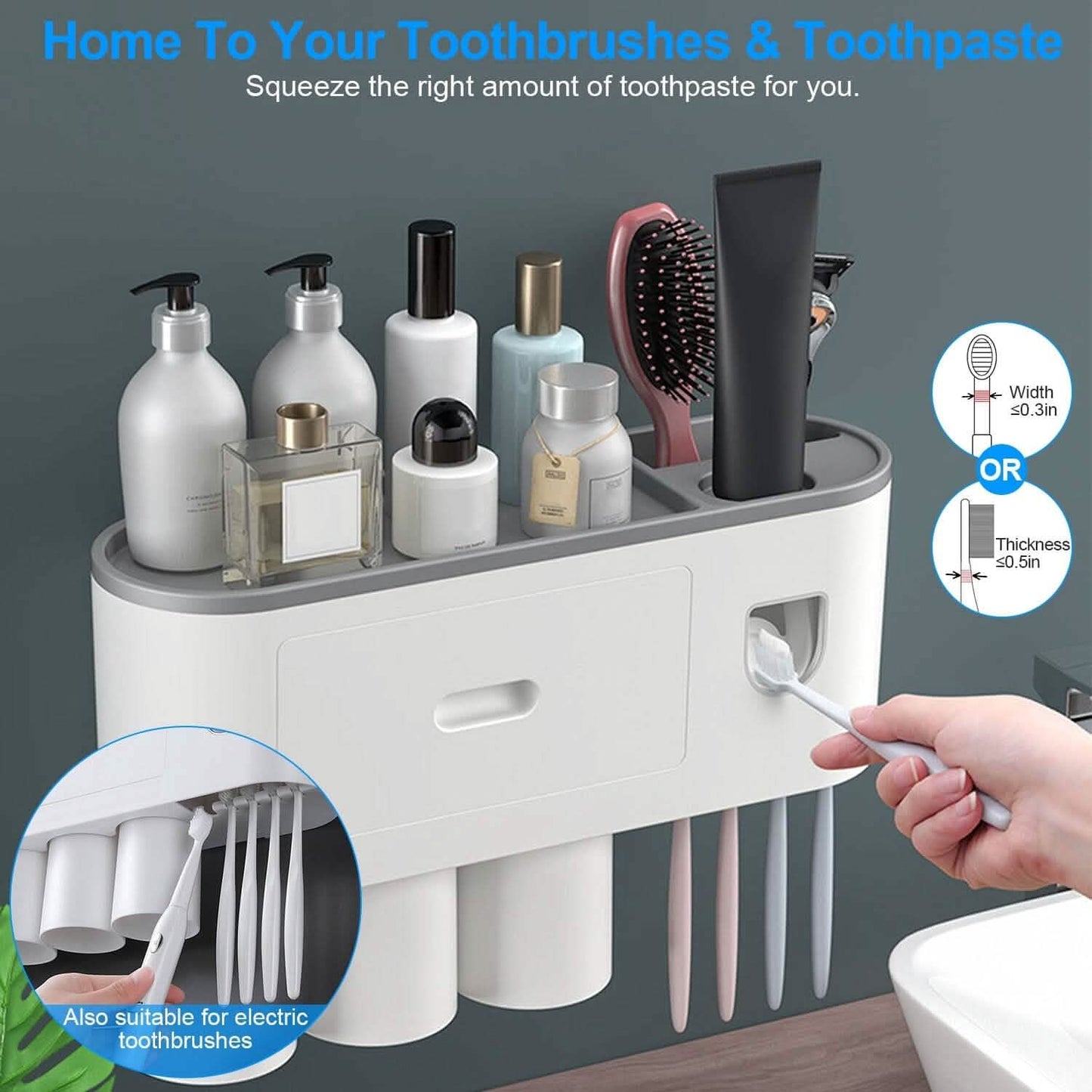 Multifunctional Wall Mount Toothbrush Holder Rack Organizer DailySale