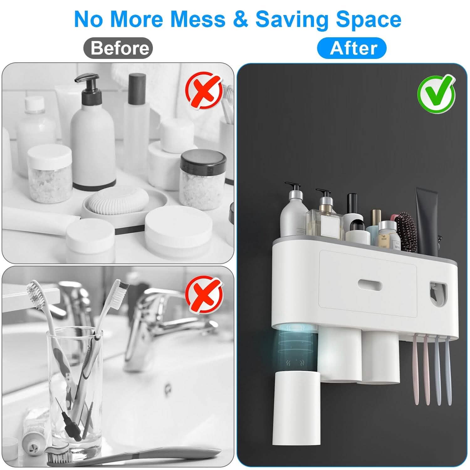 Multifunctional Wall Mount Toothbrush Holder Rack Organizer DailySale
