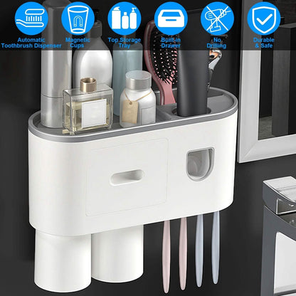Multifunctional Wall Mount Toothbrush Holder Rack Organizer DailySale
