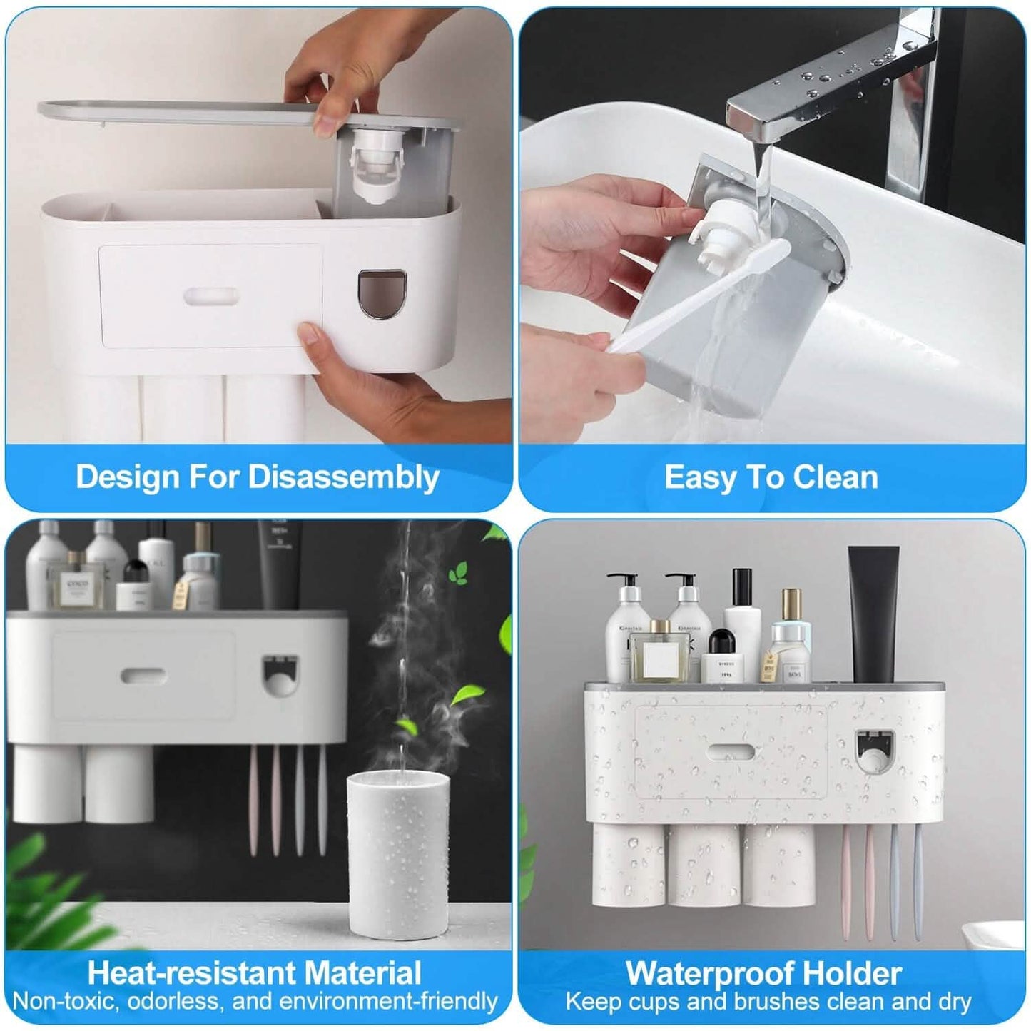 Multifunctional Wall Mount Toothbrush Holder Rack Organizer DailySale