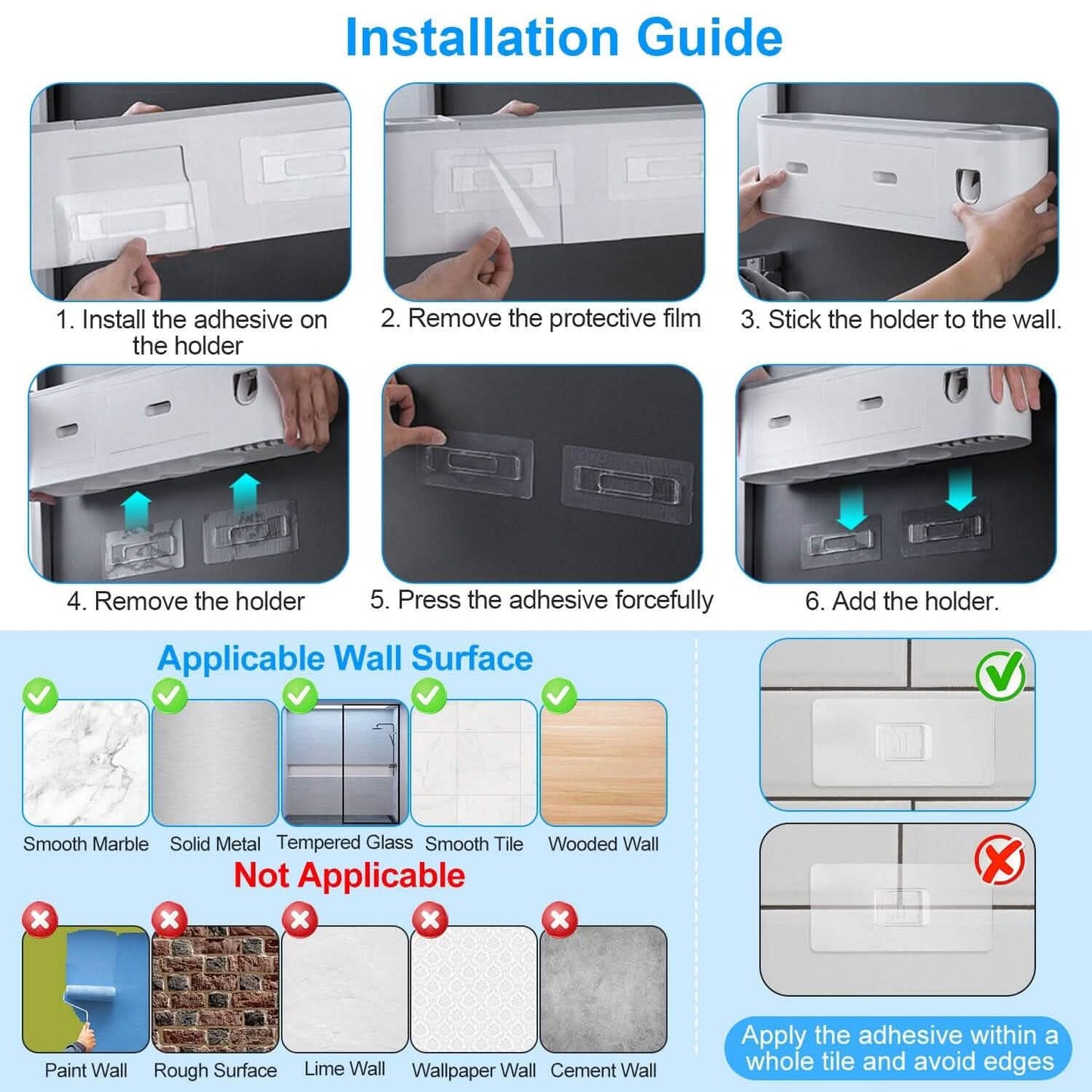 Multifunctional Wall Mount Toothbrush Holder Rack Organizer DailySale