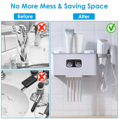 Multifunctional Wall Mount Toothbrush Organizer DailySale