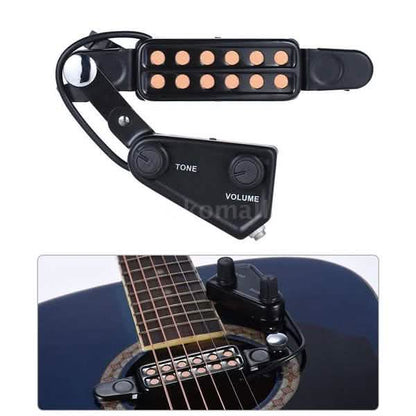 Music Tools 12-hole Acoustic Guitar Sound Hole Pickup Magnetic Transducer with Tone Volume Controller Audio Cable DailySale