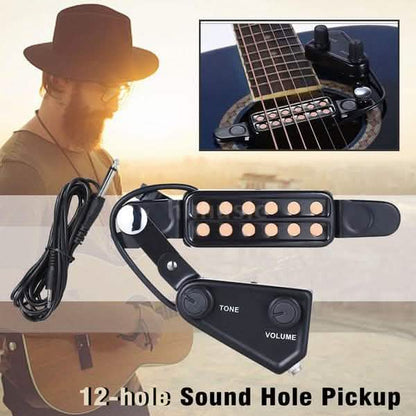 Music Tools 12-hole Acoustic Guitar Sound Hole Pickup Magnetic Transducer with Tone Volume Controller Audio Cable DailySale