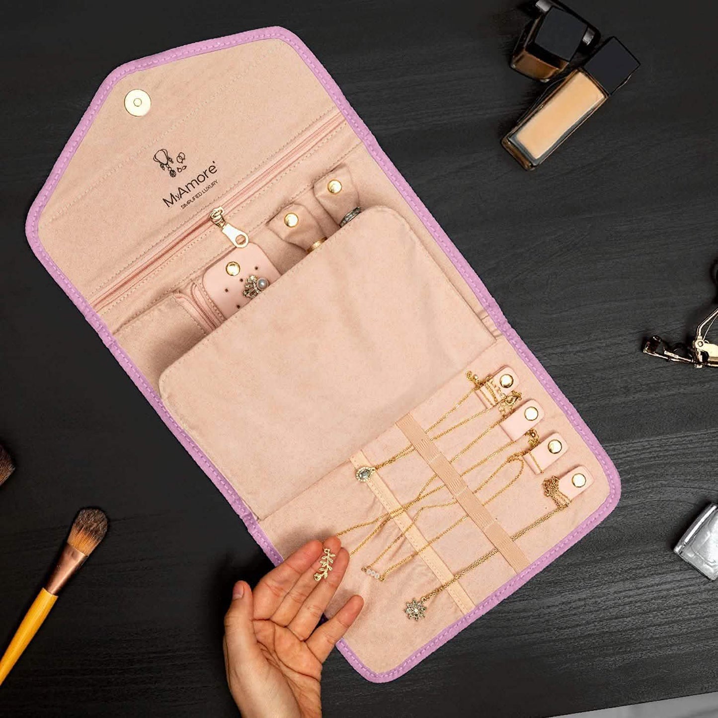 MyAmore' Jewelry Roll Travel Case DailySale