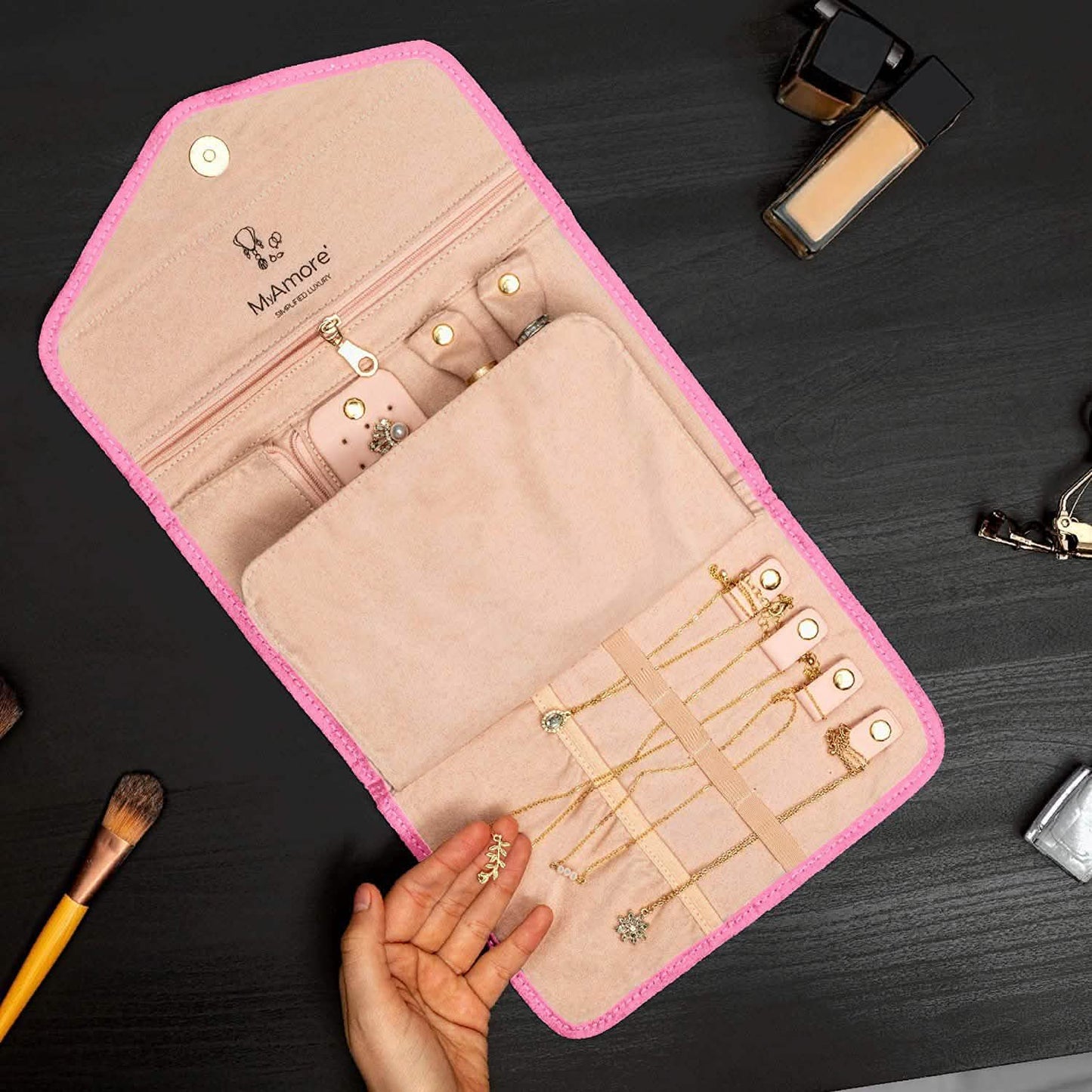 MyAmore' Jewelry Roll Travel Case DailySale