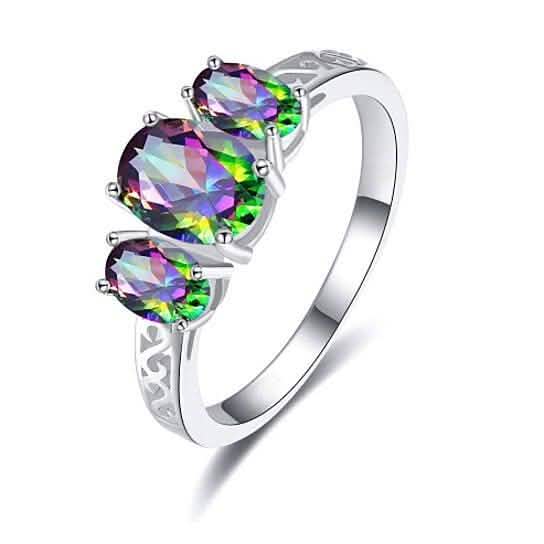 Mystic Topaz Tri Stone Gemstone Ring DailySale