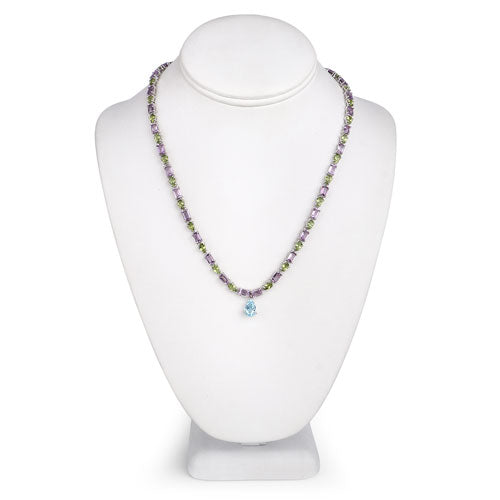32.50 Carat Genuine Multi Stones .925 Sterling Silver Necklace Bids.com