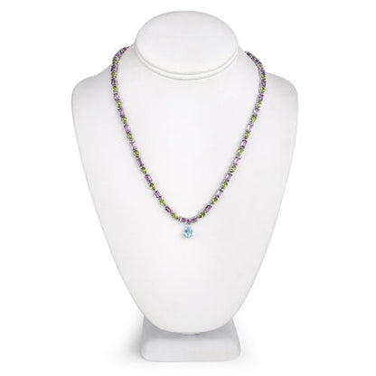 32.50 Carat Genuine Multi Stones .925 Sterling Silver Necklace Bids.com