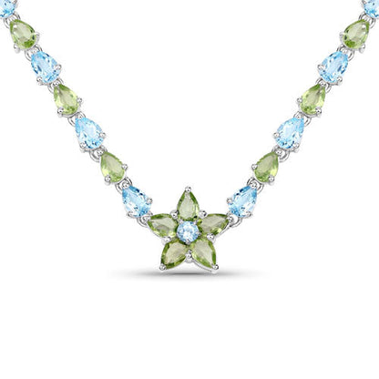 29.48 Carat Genuine Blue Topaz and Peridot .925 Sterling Silver Necklace Bids.com