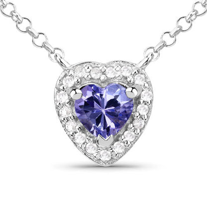 0.55 Carat Genuine Tanzanite and White Topaz .925 Sterling Silver Necklace Bids.com