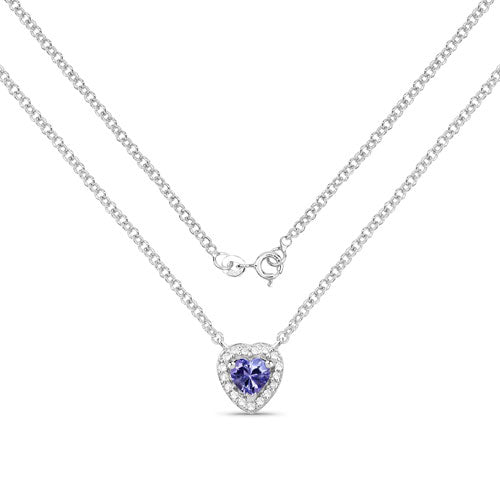 0.55 Carat Genuine Tanzanite and White Topaz .925 Sterling Silver Necklace Bids.com