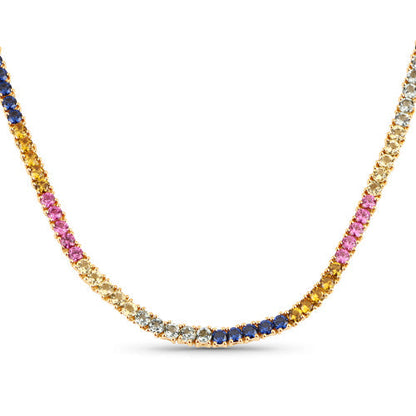 11.65 Carat Created Multi Sapphire .925 Sterling Silver Necklace Bids.com