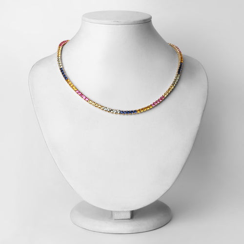 11.65 Carat Created Multi Sapphire .925 Sterling Silver Necklace Bids.com