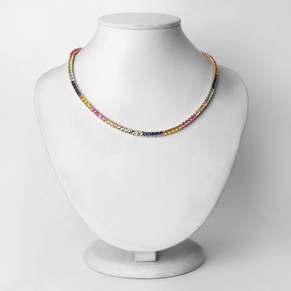 11.65 Carat Created Multi Sapphire .925 Sterling Silver Necklace Bids.com