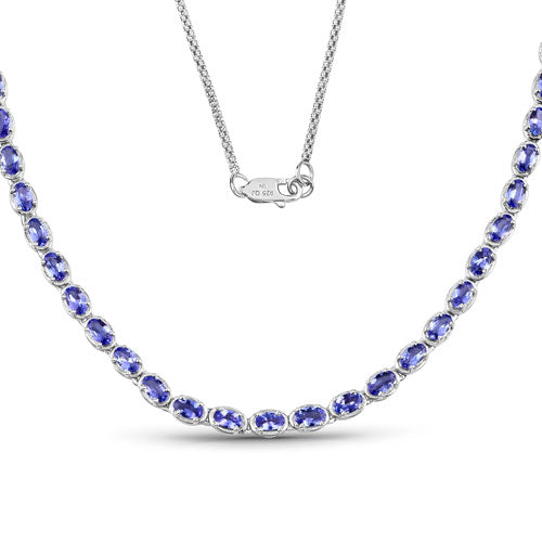 10.00 Carat Genuine Tanzanite .925 Sterling Silver Necklace Bids.com