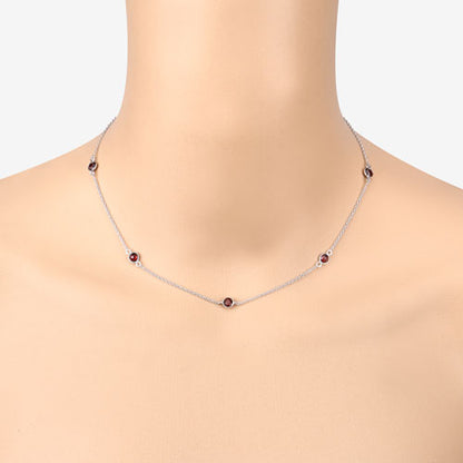 2.10 Carat Genuine Garnet .925 Sterling Silver Necklace Bids.com