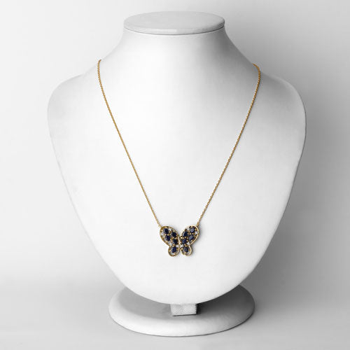 2.16 Carat Genuine Blue Sapphire and White Zircon .925 Sterling Silver Necklace Bids.com
