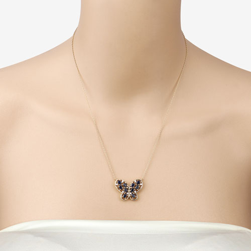 2.16 Carat Genuine Blue Sapphire and White Zircon .925 Sterling Silver Necklace Bids.com