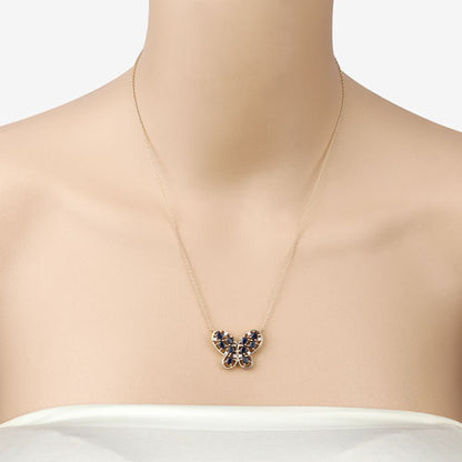 2.16 Carat Genuine Blue Sapphire and White Zircon .925 Sterling Silver Necklace Bids.com