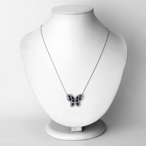 2.16 Carat Genuine Blue Sapphire and White Zircon .925 Sterling Silver Necklace Bids.com