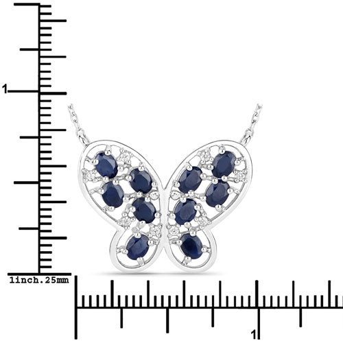 2.16 Carat Genuine Blue Sapphire and White Zircon .925 Sterling Silver Necklace Bids.com