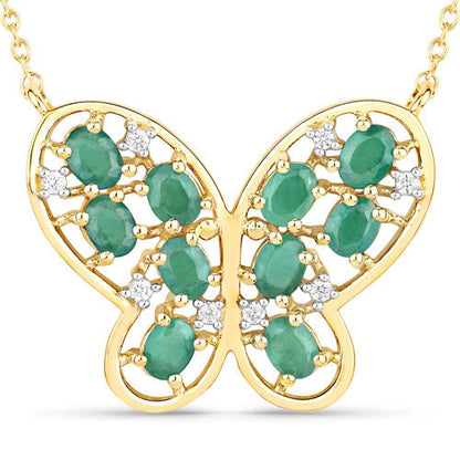 1.56 Carat Genuine Emerald and White Zircon .925 Sterling Silver Necklace Bids.com