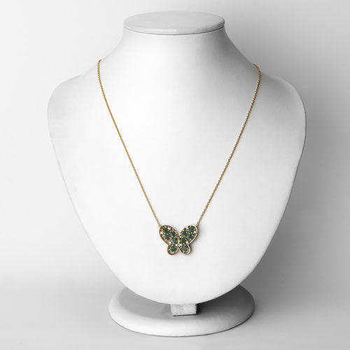 1.56 Carat Genuine Emerald and White Zircon .925 Sterling Silver Necklace Bids.com