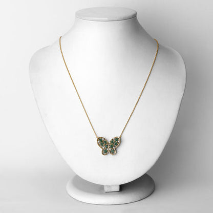 1.56 Carat Genuine Emerald and White Zircon .925 Sterling Silver Necklace Bids.com