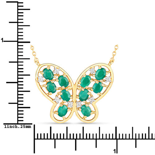 1.56 Carat Genuine Emerald and White Zircon .925 Sterling Silver Necklace Bids.com