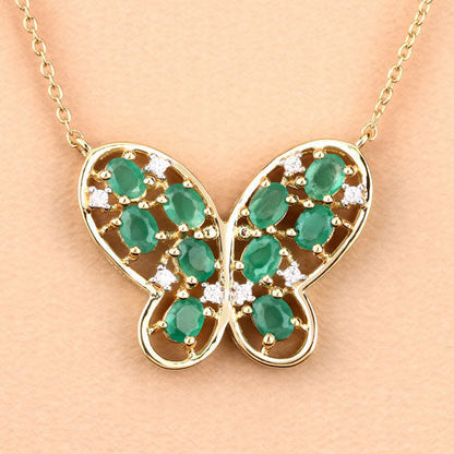 1.56 Carat Genuine Emerald and White Zircon .925 Sterling Silver Necklace Bids.com