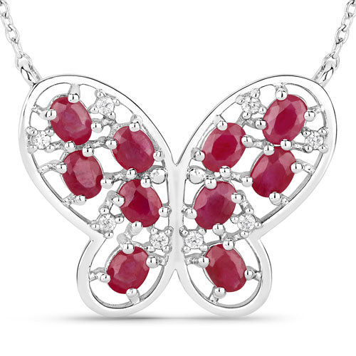 2.36 Carat Genuine Ruby and White Zircon .925 Sterling Silver Necklace Bids.com