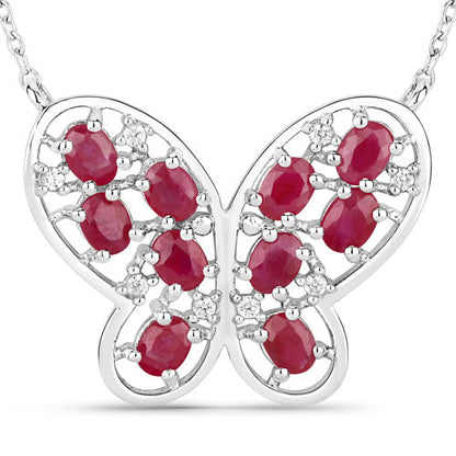 2.36 Carat Genuine Ruby and White Zircon .925 Sterling Silver Necklace Bids.com