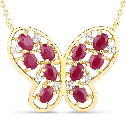 2.36 Carat Genuine Ruby and White Zircon .925 Sterling Silver Necklace Bids.com
