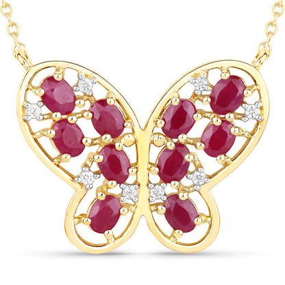 2.36 Carat Genuine Ruby and White Zircon .925 Sterling Silver Necklace Bids.com