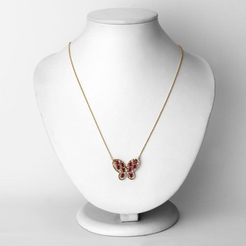 2.36 Carat Genuine Ruby and White Zircon .925 Sterling Silver Necklace Bids.com