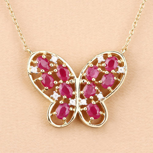 2.36 Carat Genuine Ruby and White Zircon .925 Sterling Silver Necklace Bids.com