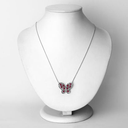 2.36 Carat Genuine Ruby and White Zircon .925 Sterling Silver Necklace Bids.com