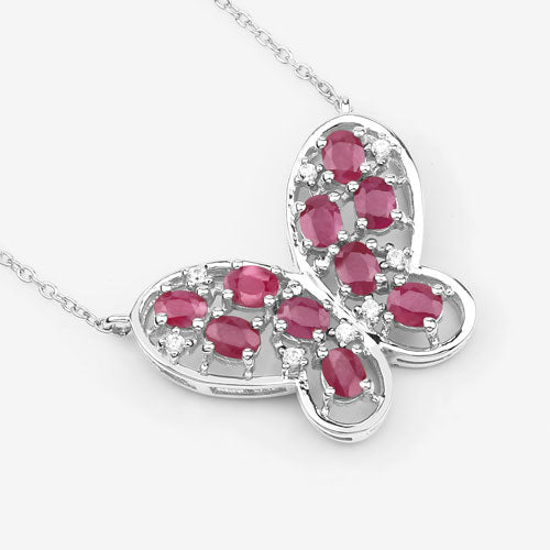 2.36 Carat Genuine Ruby and White Zircon .925 Sterling Silver Necklace Bids.com
