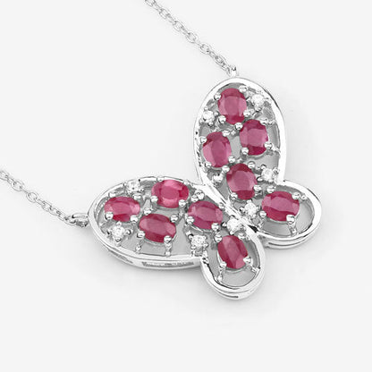 2.36 Carat Genuine Ruby and White Zircon .925 Sterling Silver Necklace Bids.com
