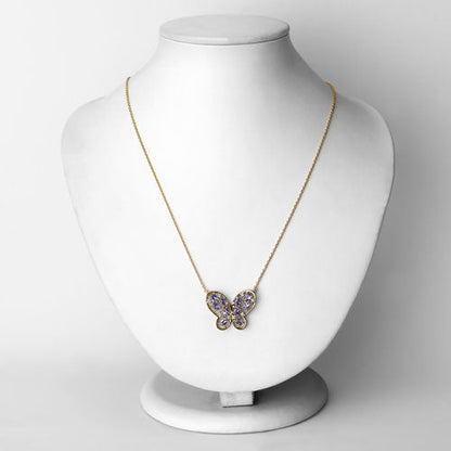 1.86 Carat Genuine Tanzanite and White Zircon .925 Sterling Silver Necklace Bids.com