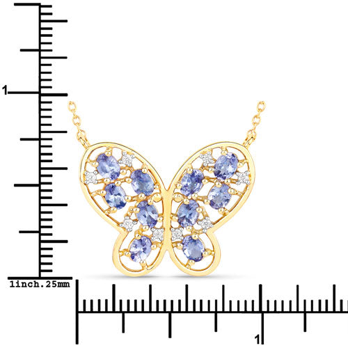 1.86 Carat Genuine Tanzanite and White Zircon .925 Sterling Silver Necklace Bids.com