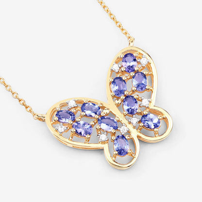 1.86 Carat Genuine Tanzanite and White Zircon .925 Sterling Silver Necklace Bids.com